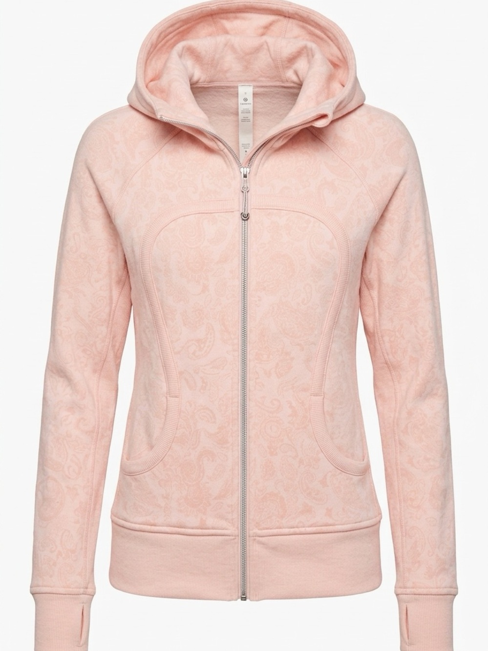 Lululemon Pink Paisley Scuba Full Zip Hoodie Jacket Size 12